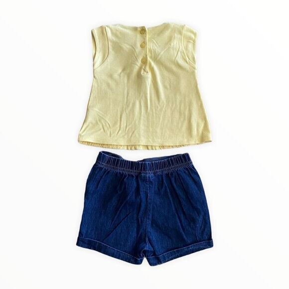 TOMMY HILFIGER | Yellow & Blue | COTTON TOP & SHORTS SET - Picture 8 of 9